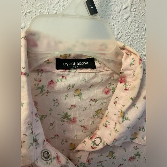 Vintage eyeshadow Y2K long sleeve floral button up top size small - Picture 3 of 10